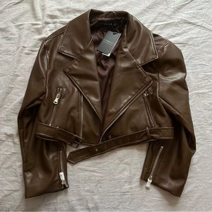 lioness faux brown leather jacket